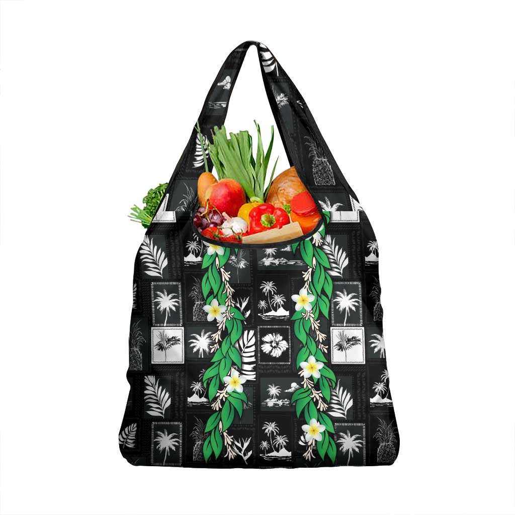 Aloha Hawaii Tuberose Lei Grocery Bag Tropical Vibes Black Color LT14 1-pack One Size Black - Polynesian Pride