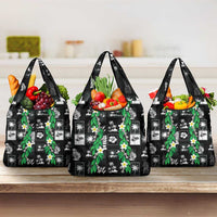Aloha Hawaii Tuberose Lei Grocery Bag Tropical Vibes Black Color LT14 3-pack One Size Black - Polynesian Pride
