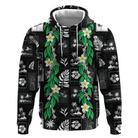 Aloha Hawaii Tuberose Lei Hoodie Tropical Vibes Black Color LT14 Pullover Hoodie Black - Polynesian Pride