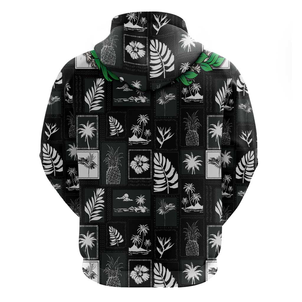Aloha Hawaii Tuberose Lei Hoodie Tropical Vibes Black Color LT14 - Polynesian Pride