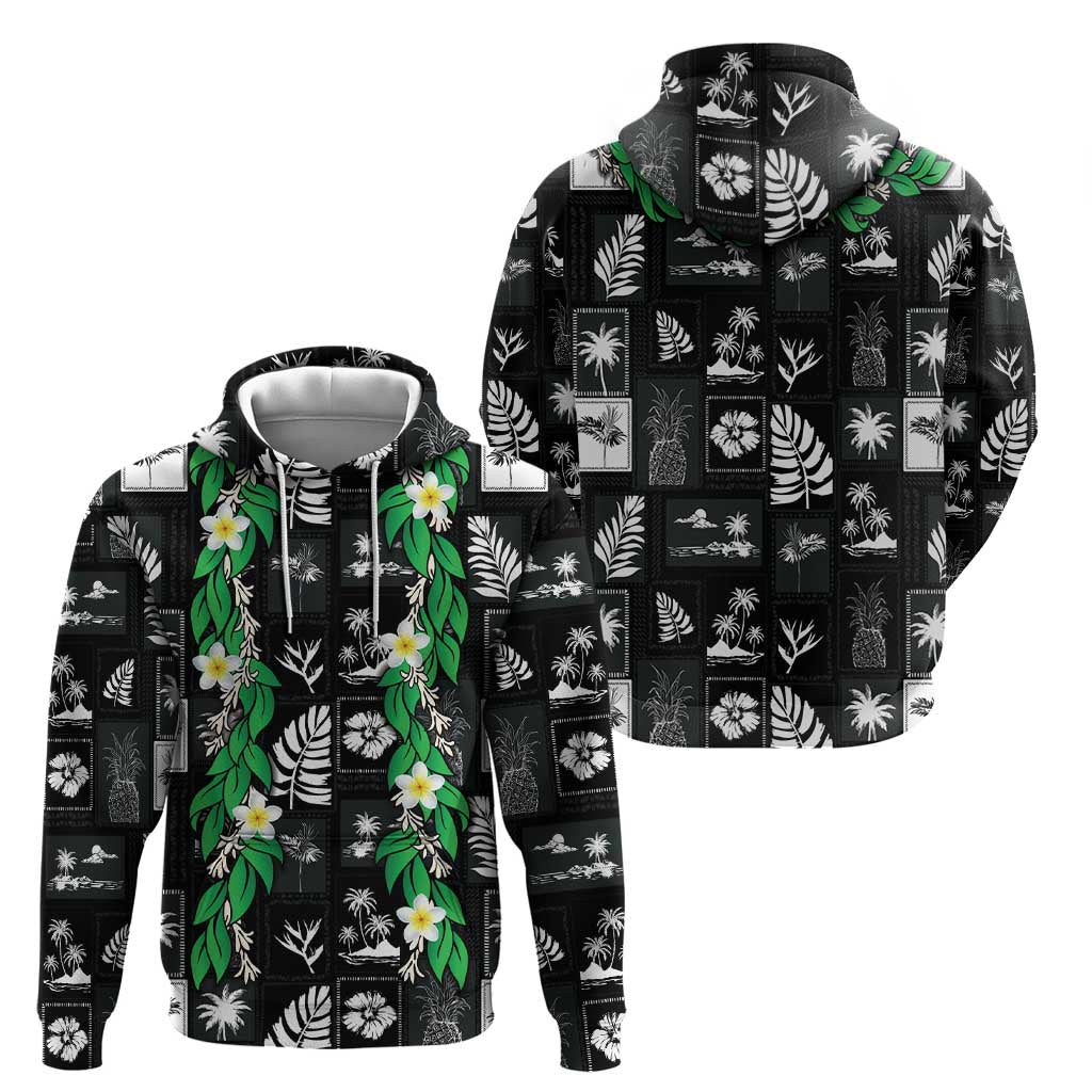 Aloha Hawaii Tuberose Lei Hoodie Tropical Vibes Black Color LT14 - Polynesian Pride