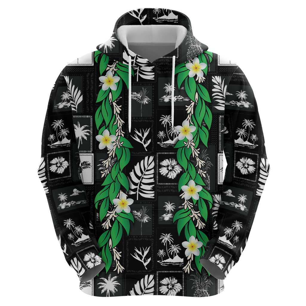 Aloha Hawaii Tuberose Lei Hoodie Tropical Vibes Black Color LT14 - Polynesian Pride