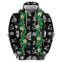 Aloha Hawaii Tuberose Lei Hoodie Tropical Vibes Black Color LT14 - Polynesian Pride