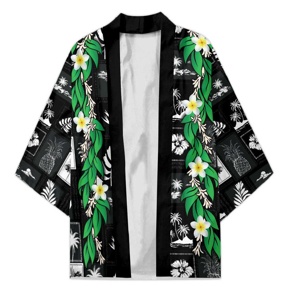 Aloha Hawaii Tuberose Lei Kimono Tropical Vibes Black Color LT14 Unisex Black - Polynesian Pride