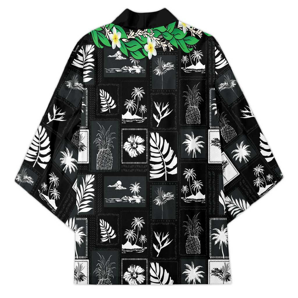 Aloha Hawaii Tuberose Lei Kimono Tropical Vibes Black Color LT14 - Polynesian Pride