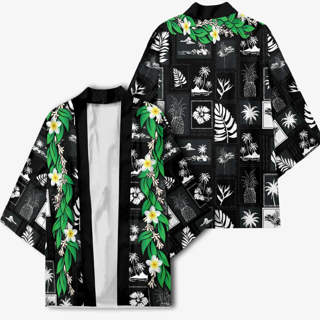 Aloha Hawaii Tuberose Lei Kimono Tropical Vibes Black Color LT14 - Polynesian Pride