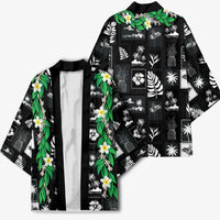 Aloha Hawaii Tuberose Lei Kimono Tropical Vibes Black Color LT14 - Polynesian Pride
