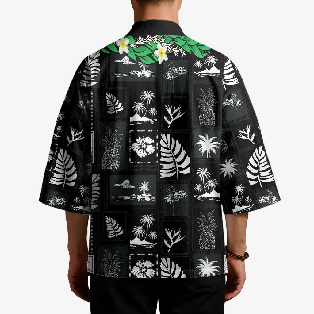 Aloha Hawaii Tuberose Lei Kimono Tropical Vibes Black Color LT14 - Polynesian Pride