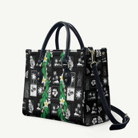 Aloha Hawaii Tuberose Lei Leather Bag Tropical Vibes Black Color LT14 Black - Polynesian Pride