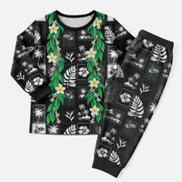 Aloha Hawaii Tuberose Lei Christmas Pajama Set Tropical Vibes Black Color LT14 Men Black - Polynesian Pride
