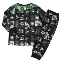 Aloha Hawaii Tuberose Lei Christmas Pajama Set Tropical Vibes Black Color LT14 - Polynesian Pride