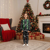 Aloha Hawaii Tuberose Lei Christmas Pajama Set Tropical Vibes Black Color LT14 Kid Black - Polynesian Pride