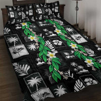 Aloha Hawaii Tuberose Lei Quilt Bed Set Tropical Vibes Black Color LT14 Black - Polynesian Pride