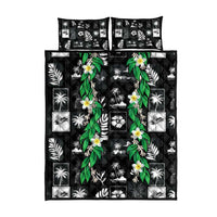 Aloha Hawaii Tuberose Lei Quilt Bed Set Tropical Vibes Black Color LT14 - Polynesian Pride