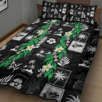 Aloha Hawaii Tuberose Lei Quilt Bed Set Tropical Vibes Black Color LT14 - Polynesian Pride