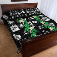 Aloha Hawaii Tuberose Lei Quilt Bed Set Tropical Vibes Black Color LT14 - Polynesian Pride