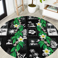 Aloha Hawaii Tuberose Lei Round Carpet Tropical Vibes Black Color LT14 Black - Polynesian Pride