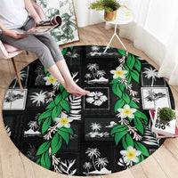 Aloha Hawaii Tuberose Lei Round Carpet Tropical Vibes Black Color LT14 - Polynesian Pride