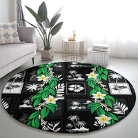 Aloha Hawaii Tuberose Lei Round Carpet Tropical Vibes Black Color LT14 - Polynesian Pride