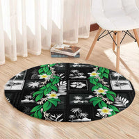 Aloha Hawaii Tuberose Lei Round Carpet Tropical Vibes Black Color LT14 - Polynesian Pride