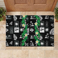 Aloha Hawaii Tuberose Lei Rubber Doormat Tropical Vibes Black Color LT14 Black - Polynesian Pride