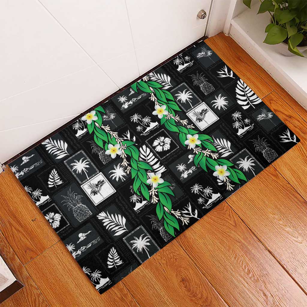 Aloha Hawaii Tuberose Lei Rubber Doormat Tropical Vibes Black Color LT14 - Polynesian Pride