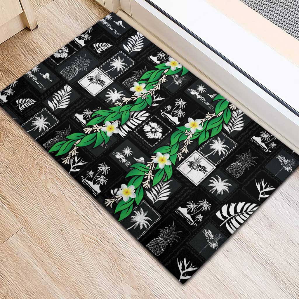 Aloha Hawaii Tuberose Lei Rubber Doormat Tropical Vibes Black Color LT14 - Polynesian Pride