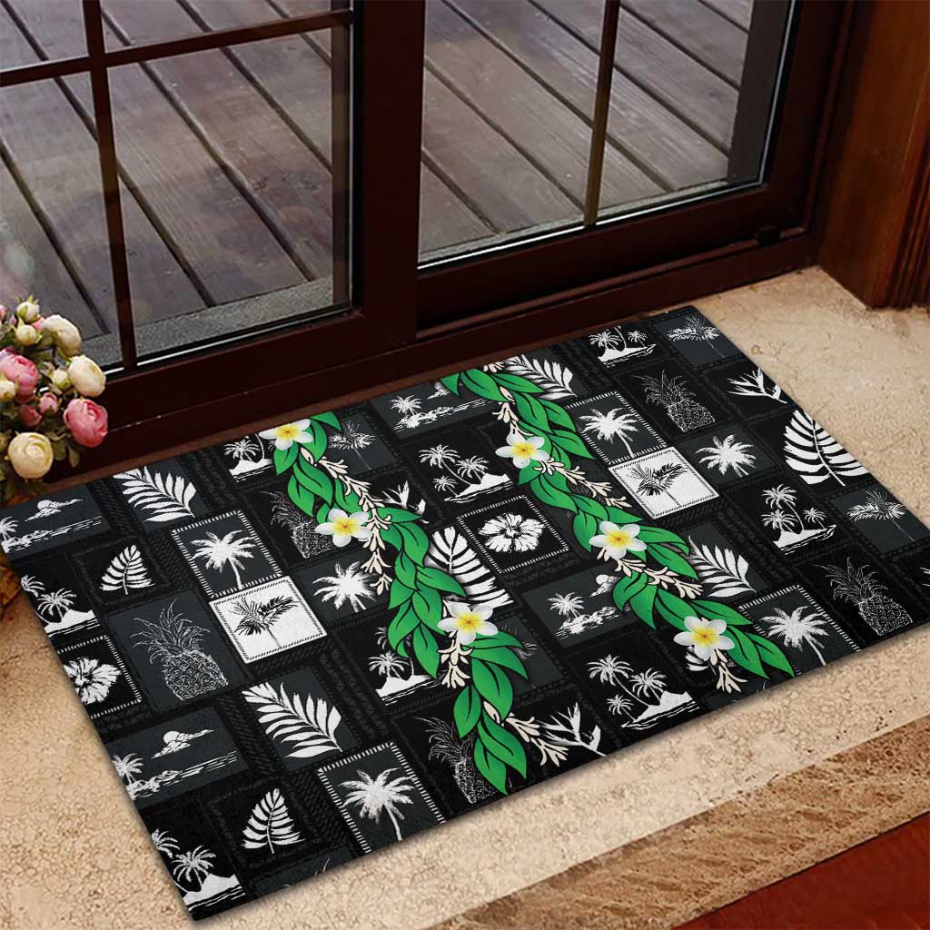 Aloha Hawaii Tuberose Lei Rubber Doormat Tropical Vibes Black Color LT14 - Polynesian Pride