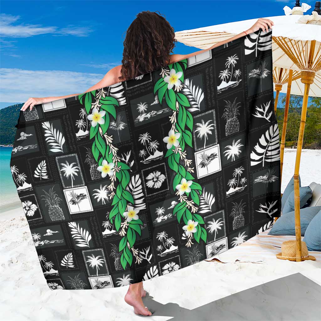 Aloha Hawaii Tuberose Lei Sarong Tropical Vibes Black Color LT14 One Size 44 x 66 inches Black - Polynesian Pride