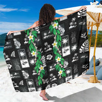 Aloha Hawaii Tuberose Lei Sarong Tropical Vibes Black Color LT14 One Size 44 x 66 inches Black - Polynesian Pride