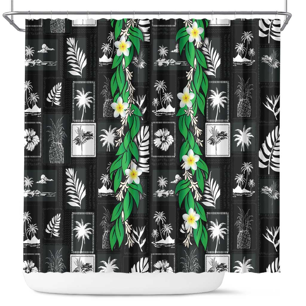 Aloha Hawaii Tuberose Lei Shower Curtain Tropical Vibes Black Color LT14 Black - Polynesian Pride