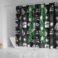 Aloha Hawaii Tuberose Lei Shower Curtain Tropical Vibes Black Color LT14 - Polynesian Pride