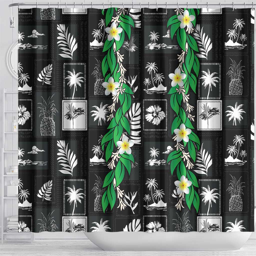 Aloha Hawaii Tuberose Lei Shower Curtain Tropical Vibes Black Color LT14 - Polynesian Pride