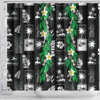 Aloha Hawaii Tuberose Lei Shower Curtain Tropical Vibes Black Color LT14 - Polynesian Pride