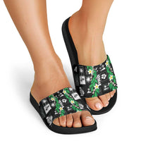 Aloha Hawaii Tuberose Lei Slide Sandals Tropical Vibes Black Color LT14 - Polynesian Pride