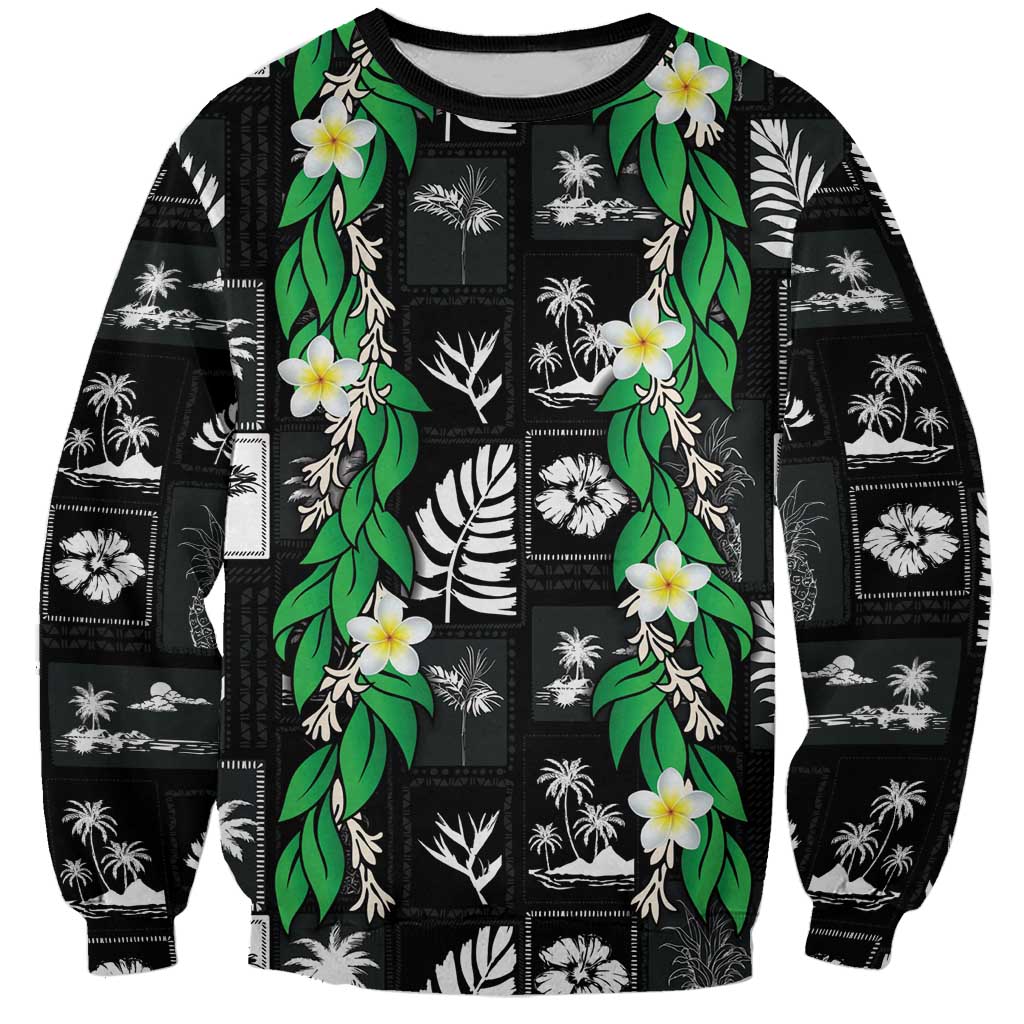 Aloha Hawaii Tuberose Lei Sweatshirt Tropical Vibes Black Color LT14 Unisex Black - Polynesian Pride