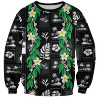 Aloha Hawaii Tuberose Lei Sweatshirt Tropical Vibes Black Color LT14 Unisex Black - Polynesian Pride