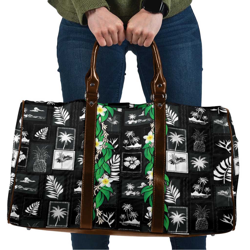 Aloha Hawaii Tuberose Lei Travel Bag Tropical Vibes Black Color LT14 Black - Polynesian Pride