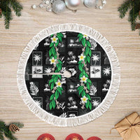 Aloha Hawaii Tuberose Lei Tree Skirt Tropical Vibes Black Color LT14 Fringed Black - Polynesian Pride