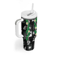 Aloha Hawaii Tuberose Lei Tumbler With Handle Tropical Vibes Black Color LT14 - Polynesian Pride