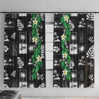 Aloha Hawaii Tuberose Lei Window Curtain Tropical Vibes Black Color LT14 With Hooks Black - Polynesian Pride