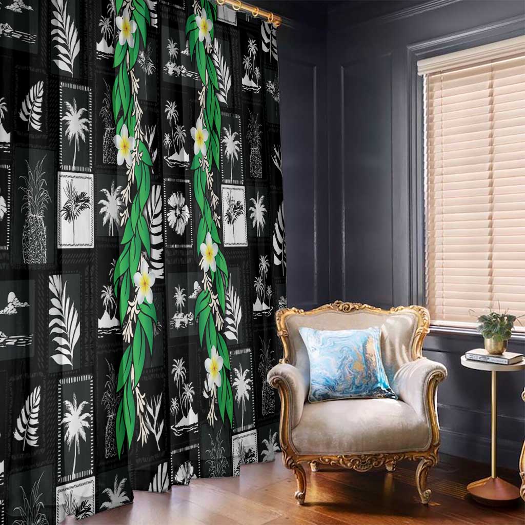 Aloha Hawaii Tuberose Lei Window Curtain Tropical Vibes Black Color LT14 - Polynesian Pride