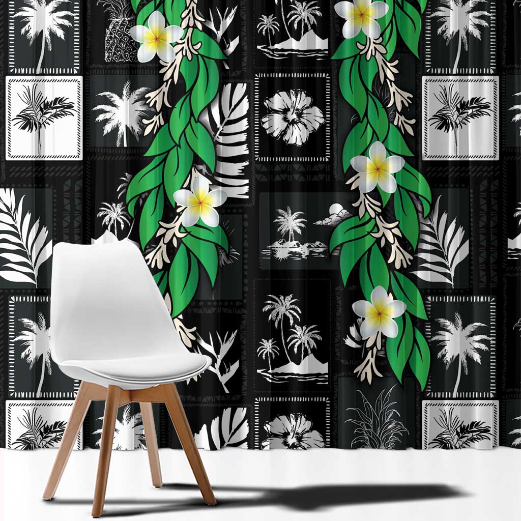 Aloha Hawaii Tuberose Lei Window Curtain Tropical Vibes Black Color LT14 - Polynesian Pride
