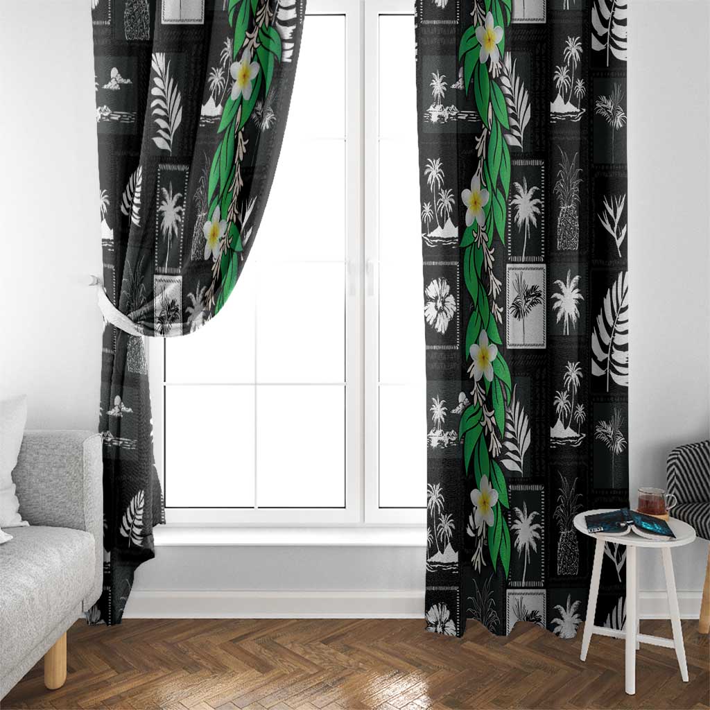 Aloha Hawaii Tuberose Lei Window Curtain Tropical Vibes Black Color LT14 - Polynesian Pride
