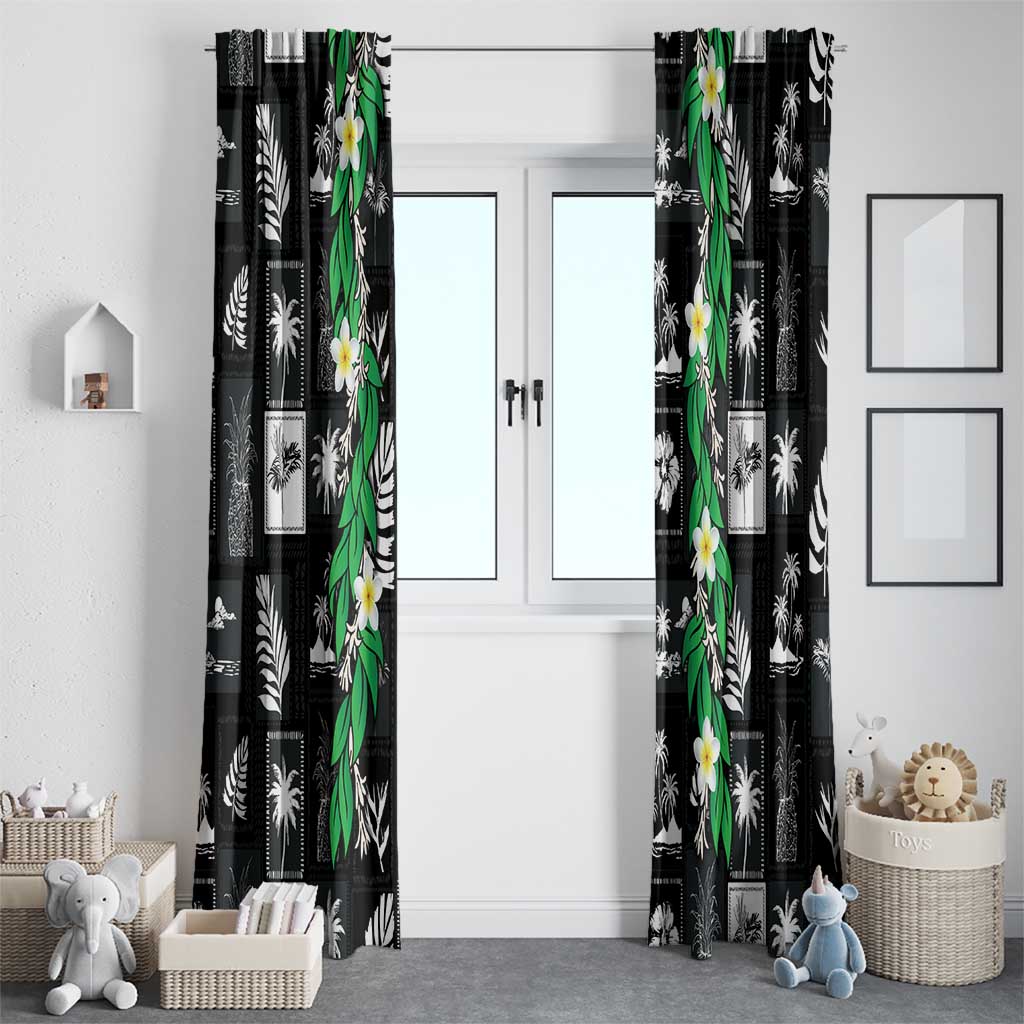 Aloha Hawaii Tuberose Lei Window Curtain Tropical Vibes Black Color LT14 - Polynesian Pride