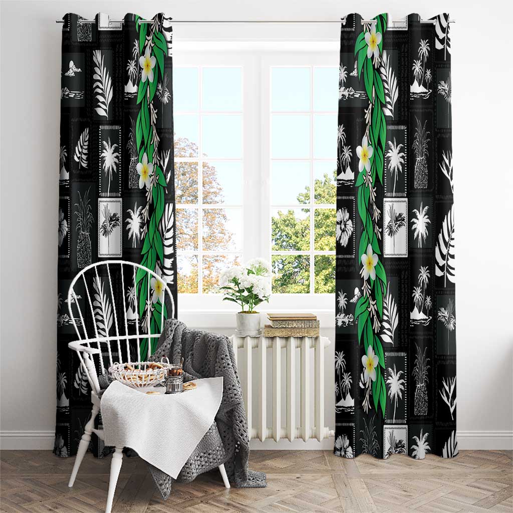 Aloha Hawaii Tuberose Lei Window Curtain Tropical Vibes Black Color LT14 - Polynesian Pride