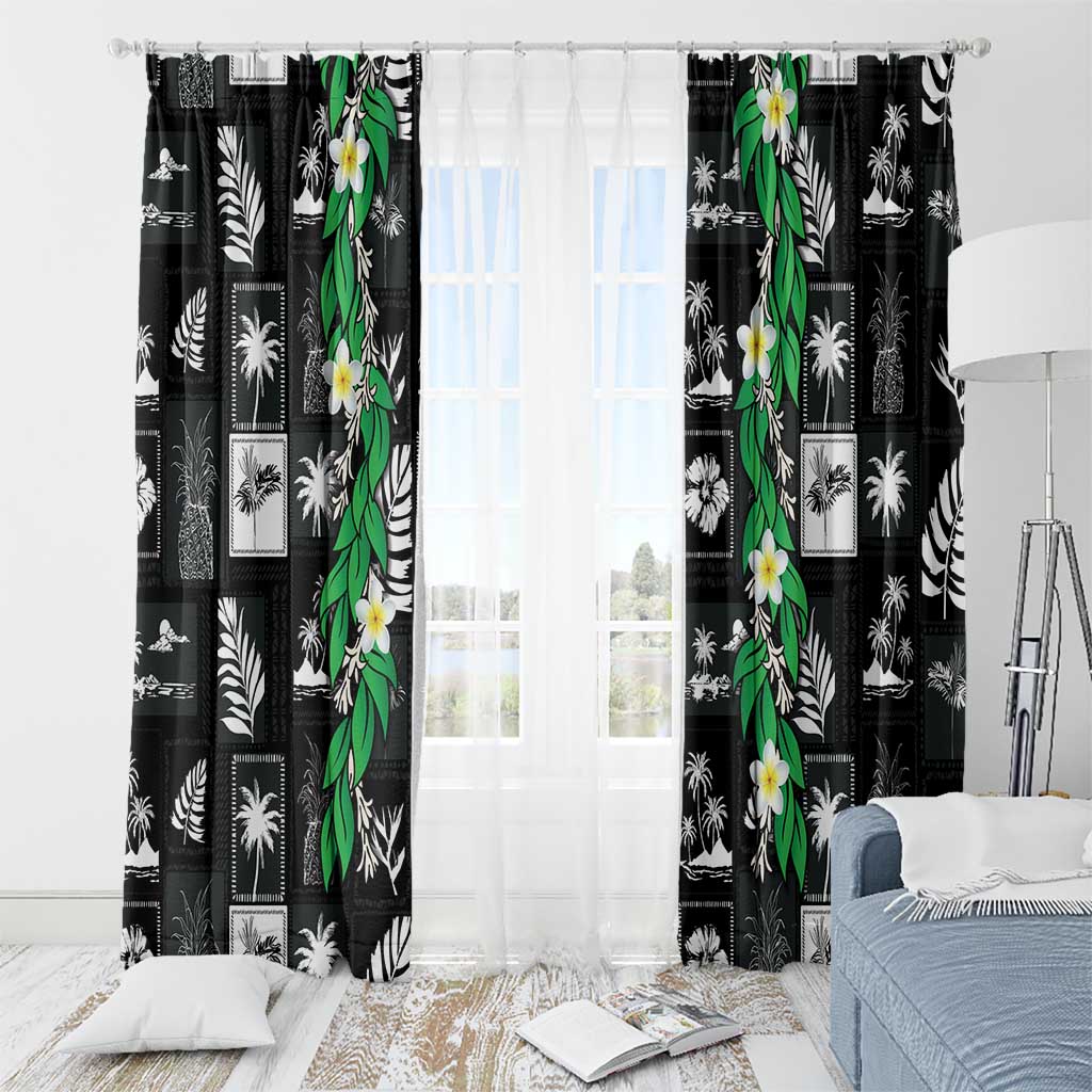 Aloha Hawaii Tuberose Lei Window Curtain Tropical Vibes Black Color LT14 - Polynesian Pride