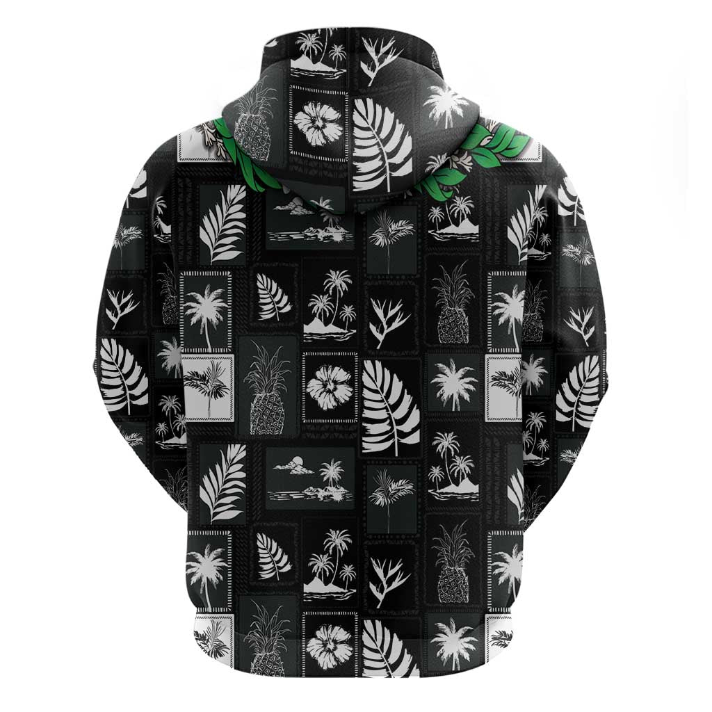 Aloha Hawaii Tuberose Lei Zip Hoodie Tropical Vibes Black Color LT14 - Polynesian Pride
