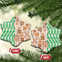 Aloha Hawaii Palaka Tuberose Lei Ceramic Ornament Hawaiian Quilt Seamless Style LT14 Snow Flake Beige - Polynesian Pride