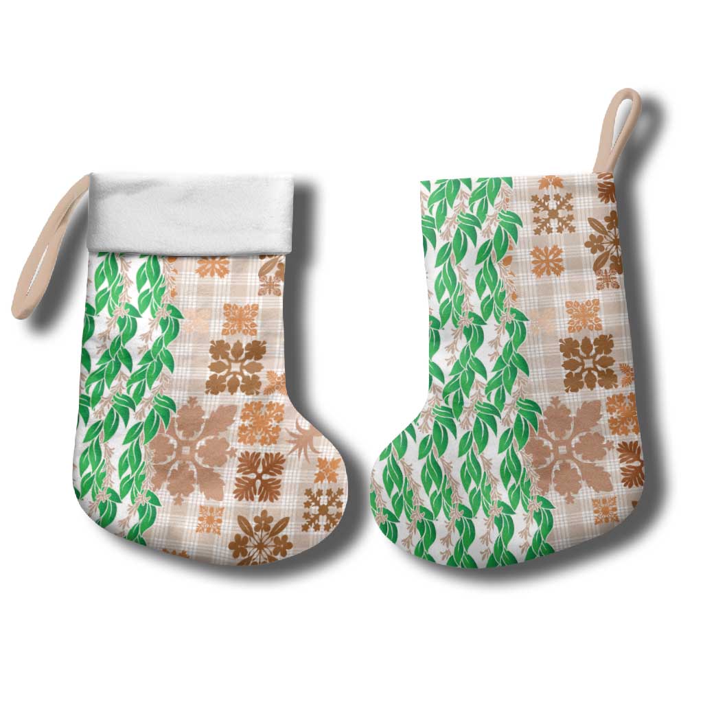 Aloha Hawaii Palaka Tuberose Lei Christmas Stocking Hawaiian Quilt Seamless Style LT14 - Polynesian Pride